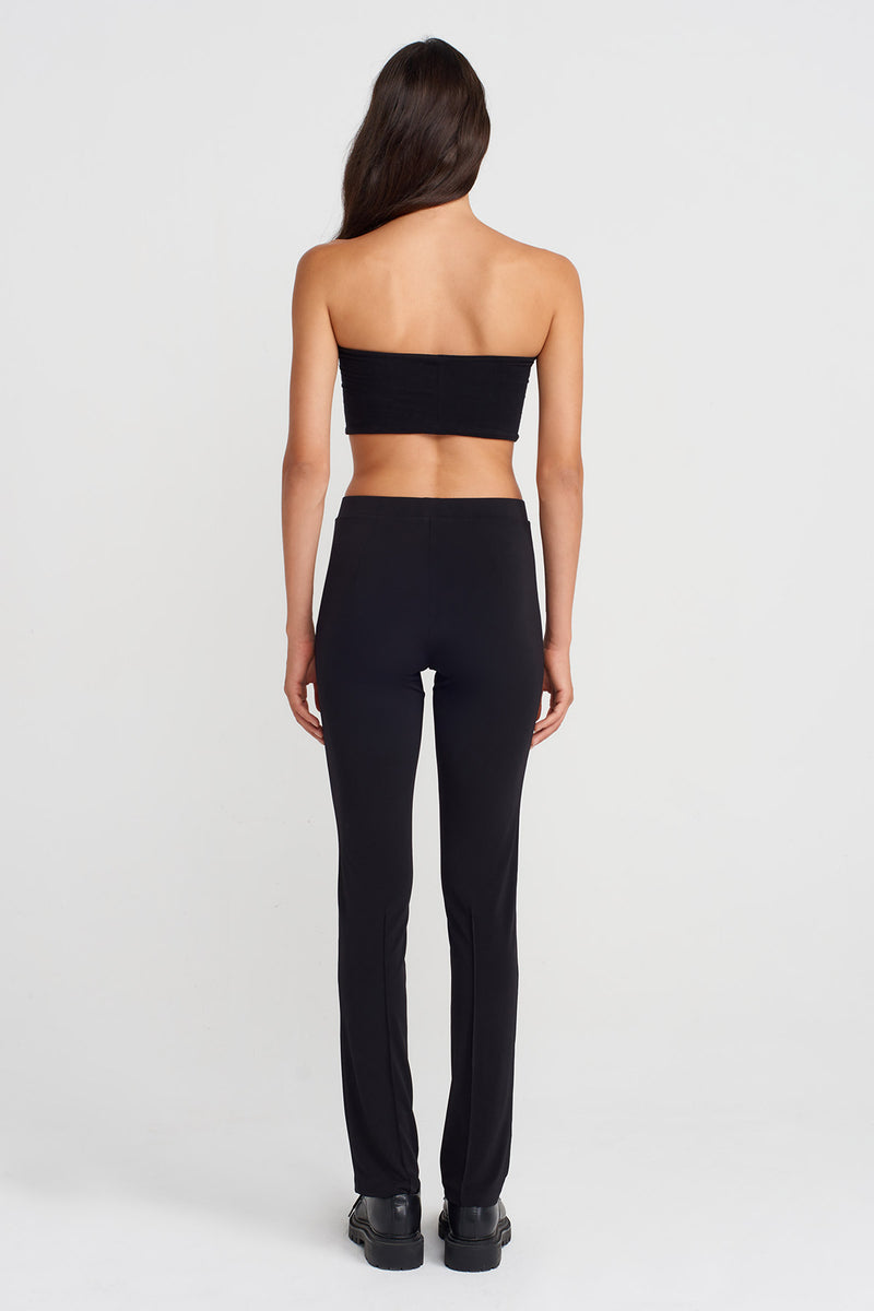 Nu Slim Fit Jersey Pants With Crease Detail Black