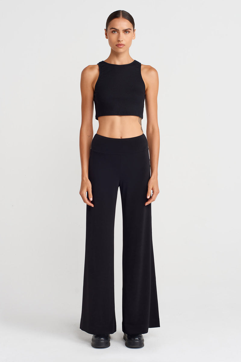 Nu Wide Leg Jersey Pants Black