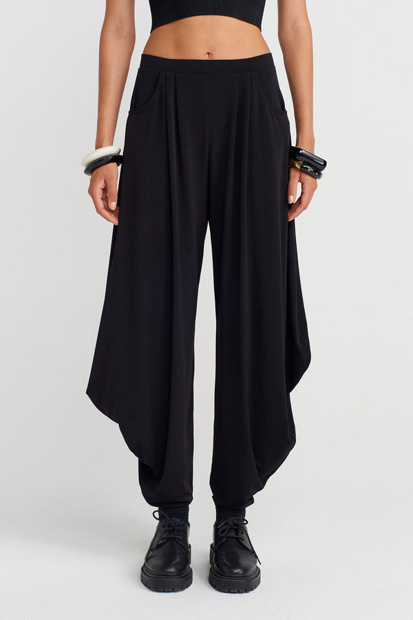 Nu Jersey Pants With Side Drapes Black