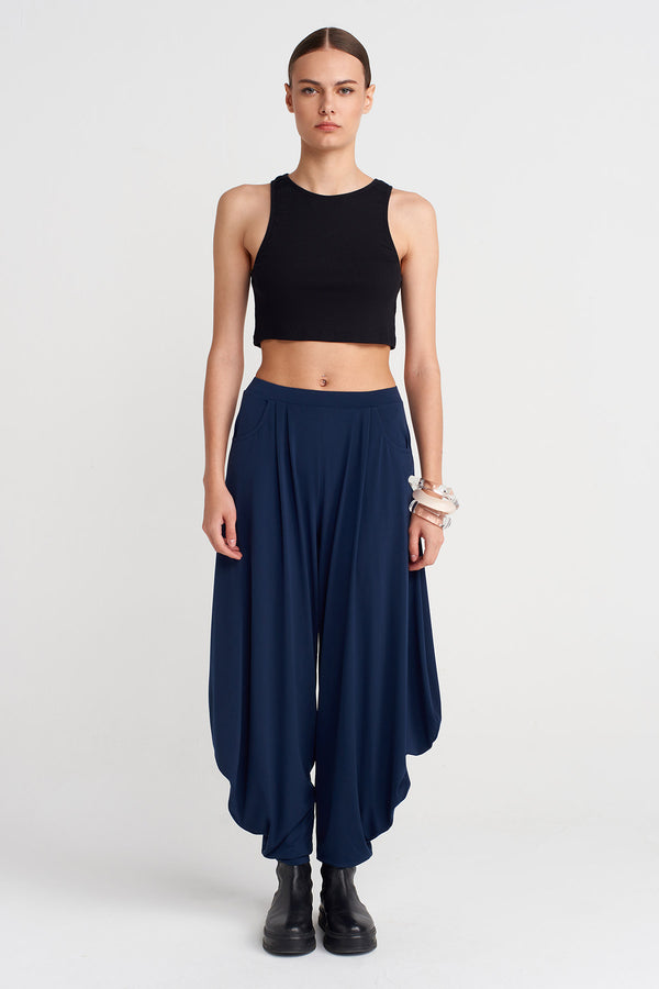 Nu Draped Jersey Trousers Blue+Black