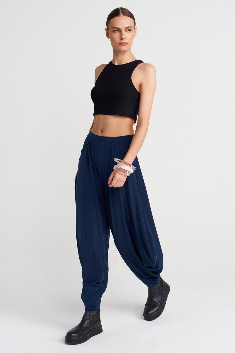Nu Draped Jersey Trousers Blue+Black