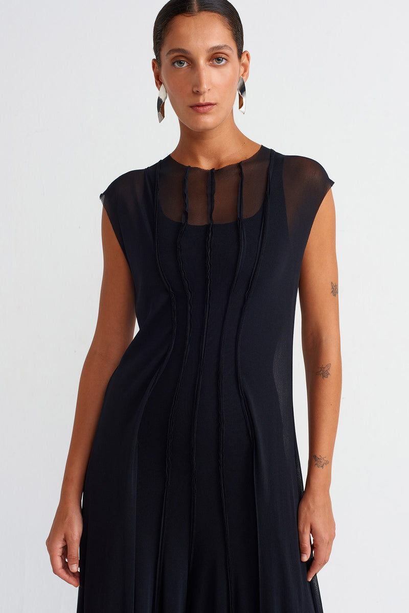 Nu Elegant Pleated Tulle Jumpsuit Black