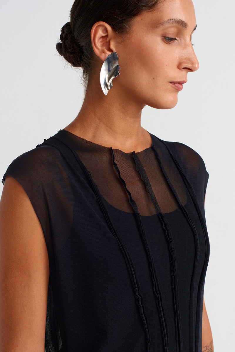 Nu Elegant Pleated Tulle Jumpsuit Black