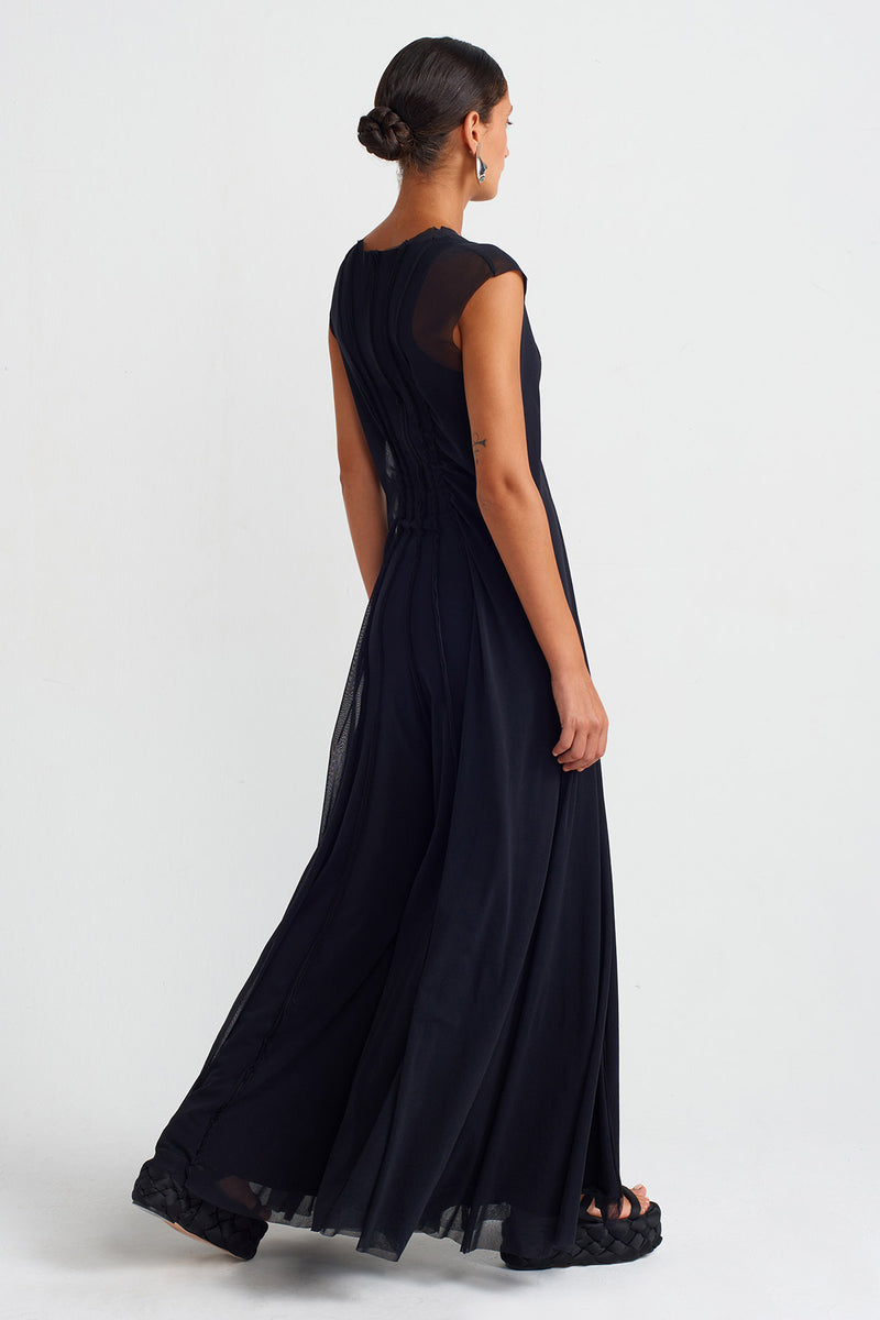 Nu Elegant Pleated Tulle Jumpsuit Black