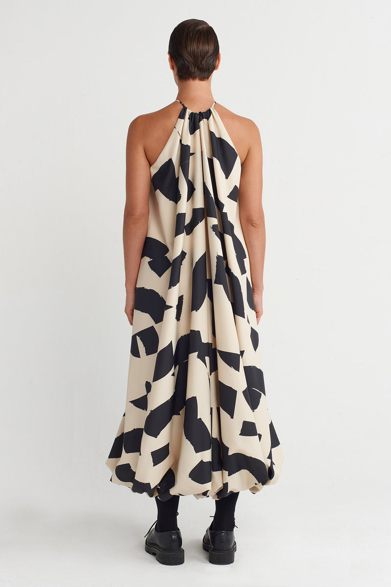 Nu Patterned Long Balloon Dress Multi Color