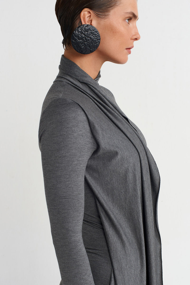 Nu Collar Detailed Asymmetrical Dress Dark Grey Melange