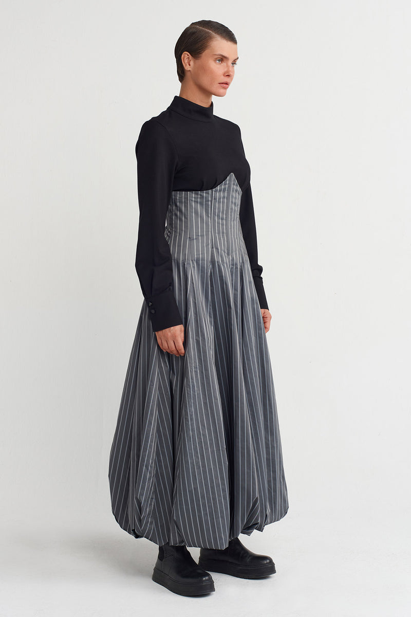 Nu Two-Piece Form Striped Dress Grey Melange-Black