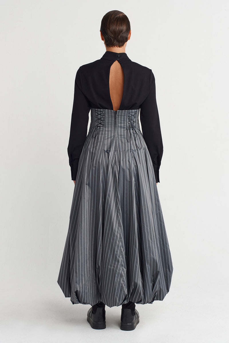 Nu Two-Piece Form Striped Dress Grey Melange-Black