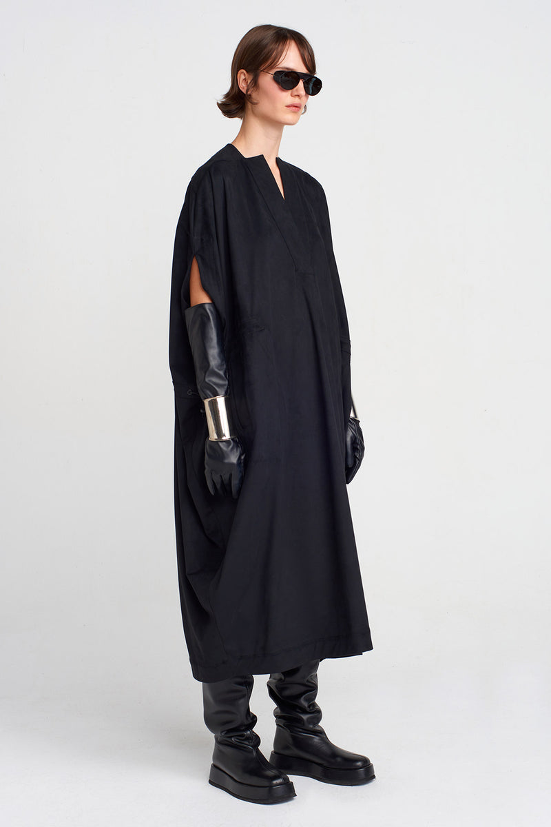 Nu Suede Look, Kaftan Dress Black
