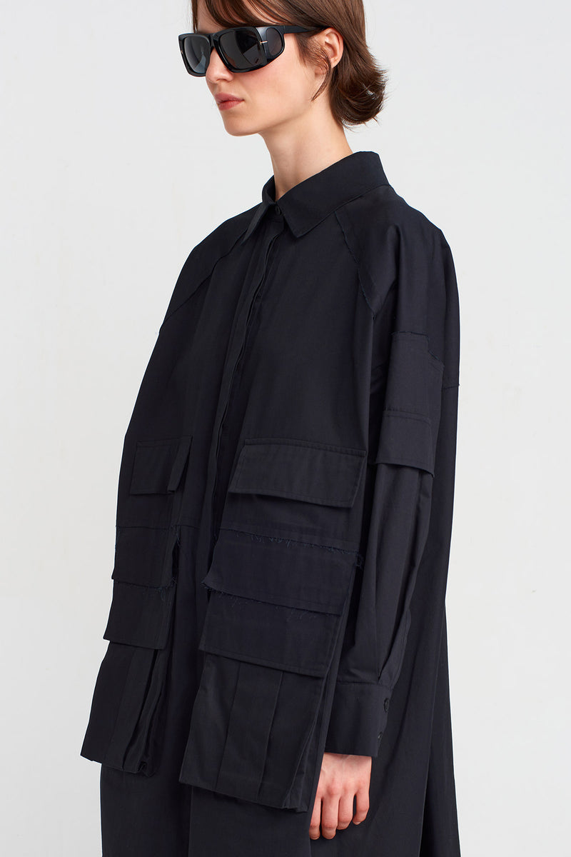 Nu Pocket Detailed Shirt Dress Black