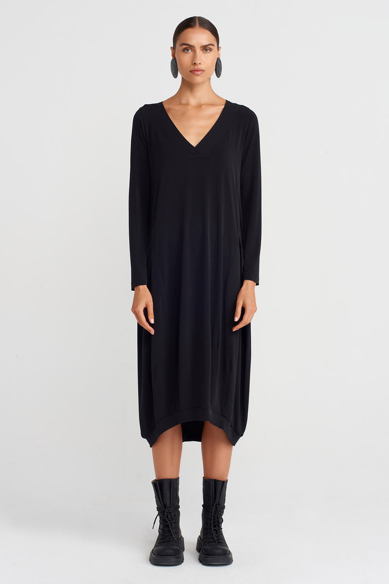 Nu V-Neck Jersey Dress Black