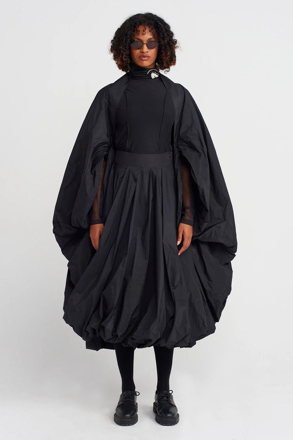 Nu Taffeta Balloon Cape Black