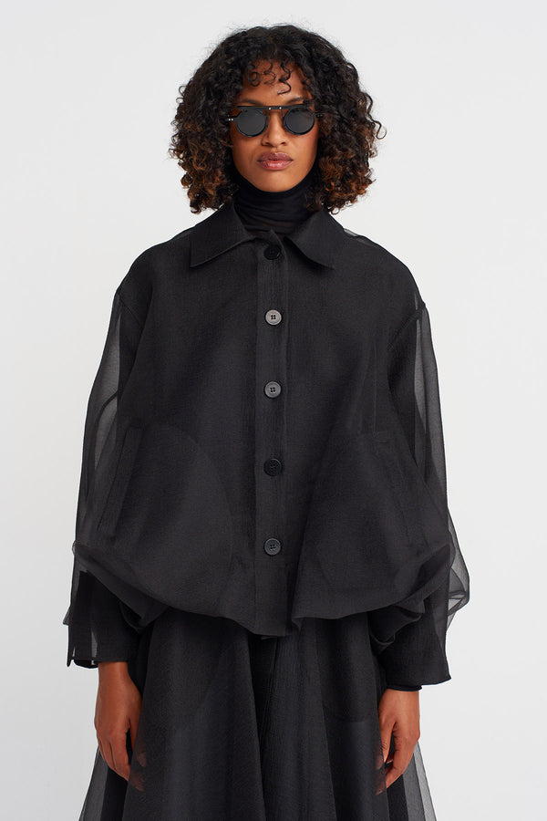 Nu Organza Puffy Jacket Black