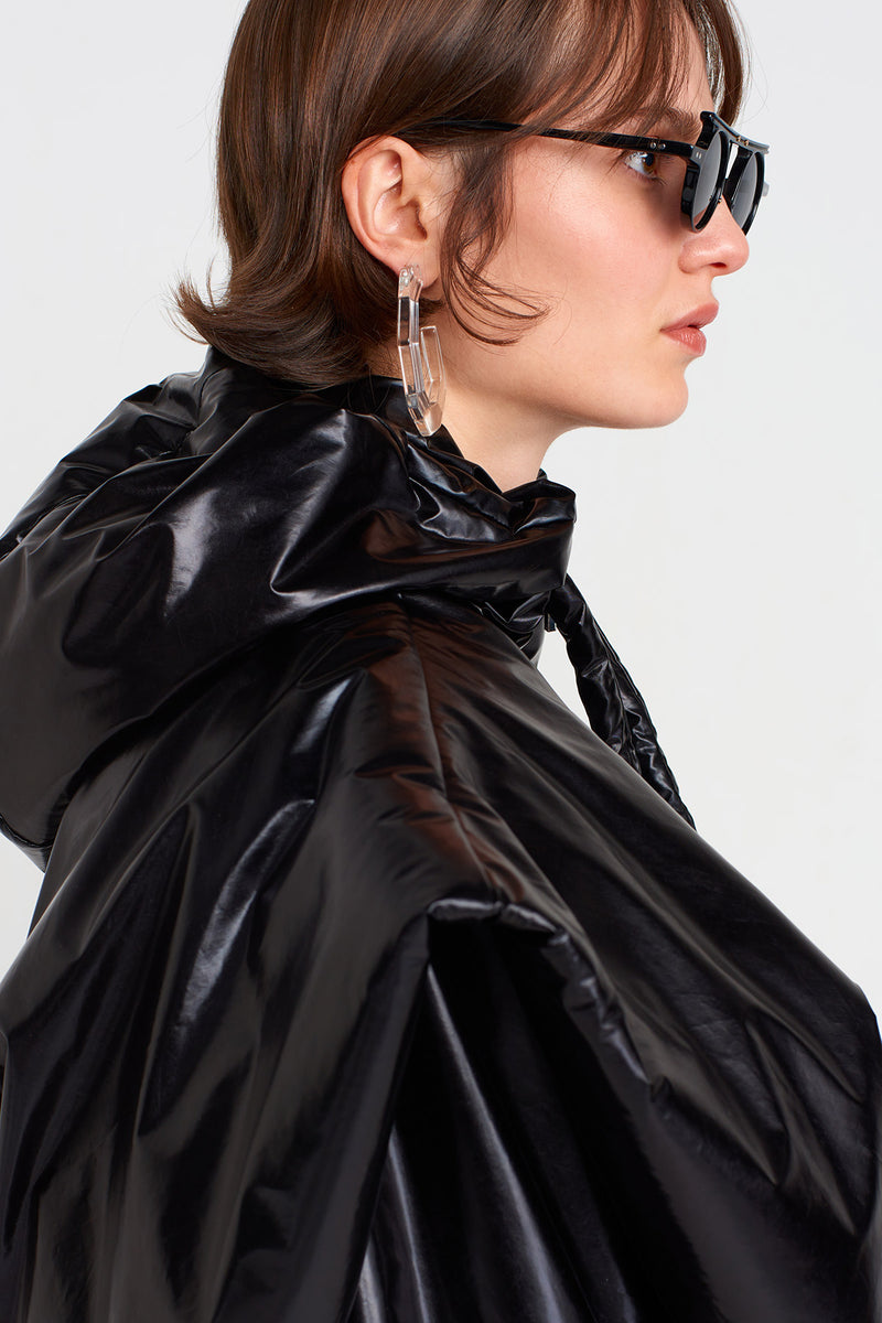 Nu Shiny, Large Shoulder Bomber Jacket Black