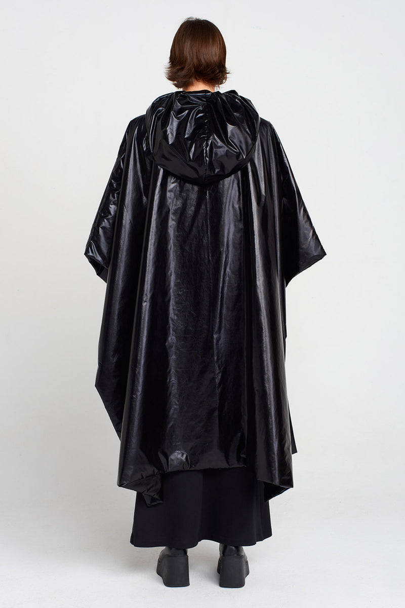Nu Shiny Oversize, Long Raincoat Black