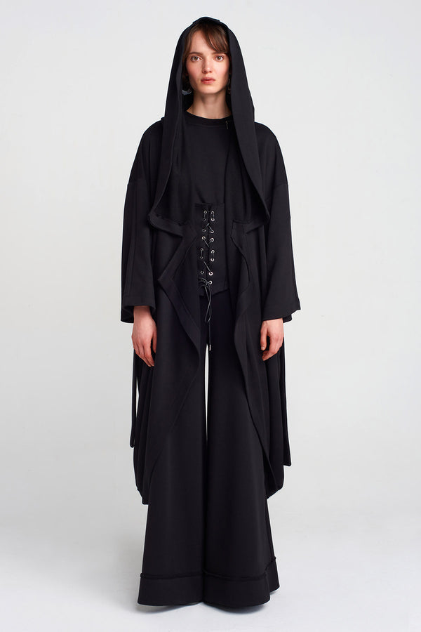 Nu Waist-Tied Long Jacket Black