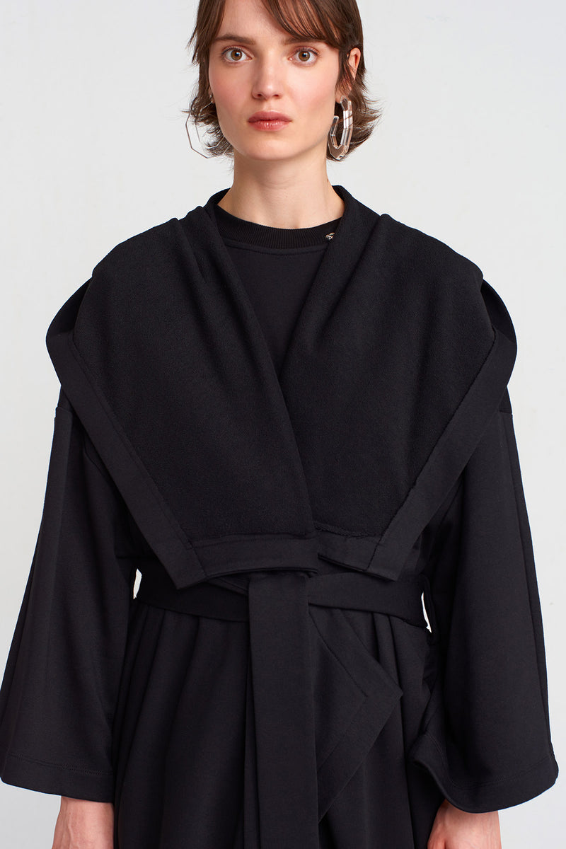 Nu Waist-Tied Long Jacket Black