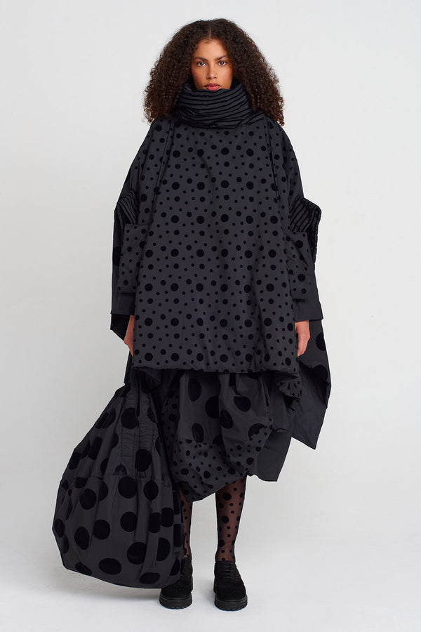 Nu Velvet Polka-Dot Padded Oversized Jacket Multi Color