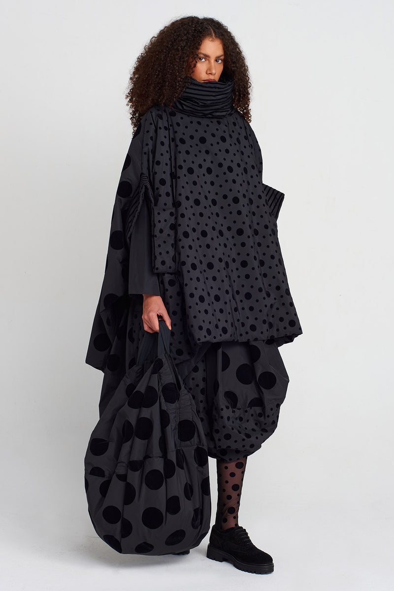 Nu Velvet Polka-Dot Padded Oversized Jacket Multi Color