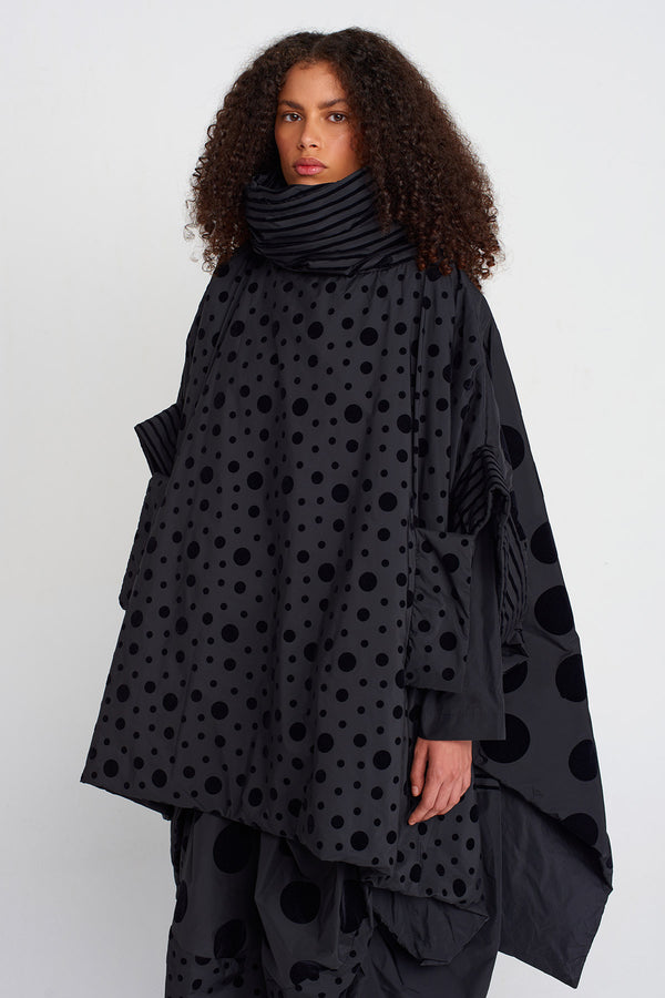 Nu Velvet Polka-Dot Padded Oversized Jacket Multi Color