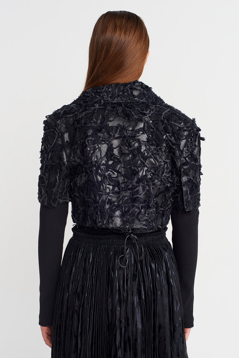 Nu Textured Crop Jacket Black