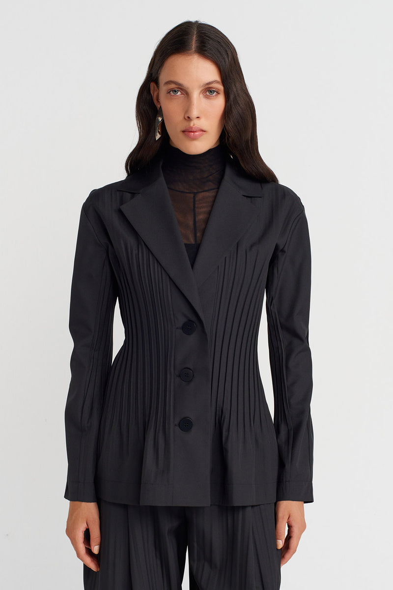 Nu Jacket With Regional Pleat Detailing Black