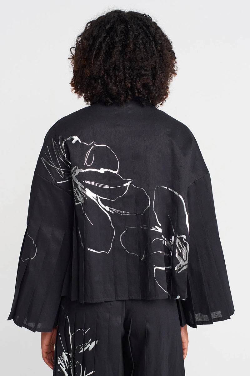 Nu Printed Pleated Jacket Black/W/Silver