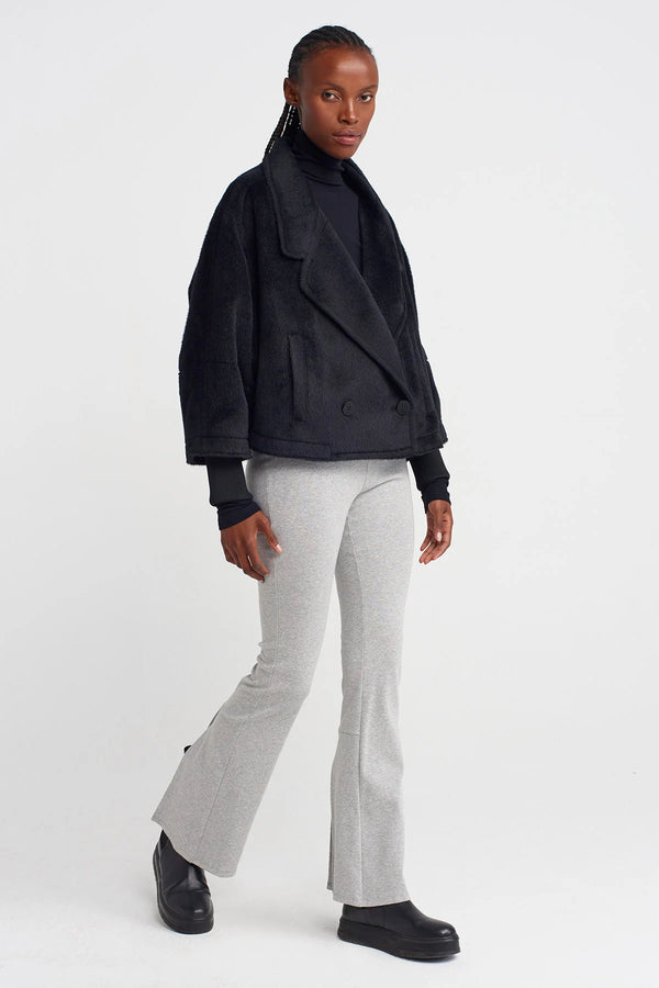 Nu Fuzzy Short Blazer Jacket Black