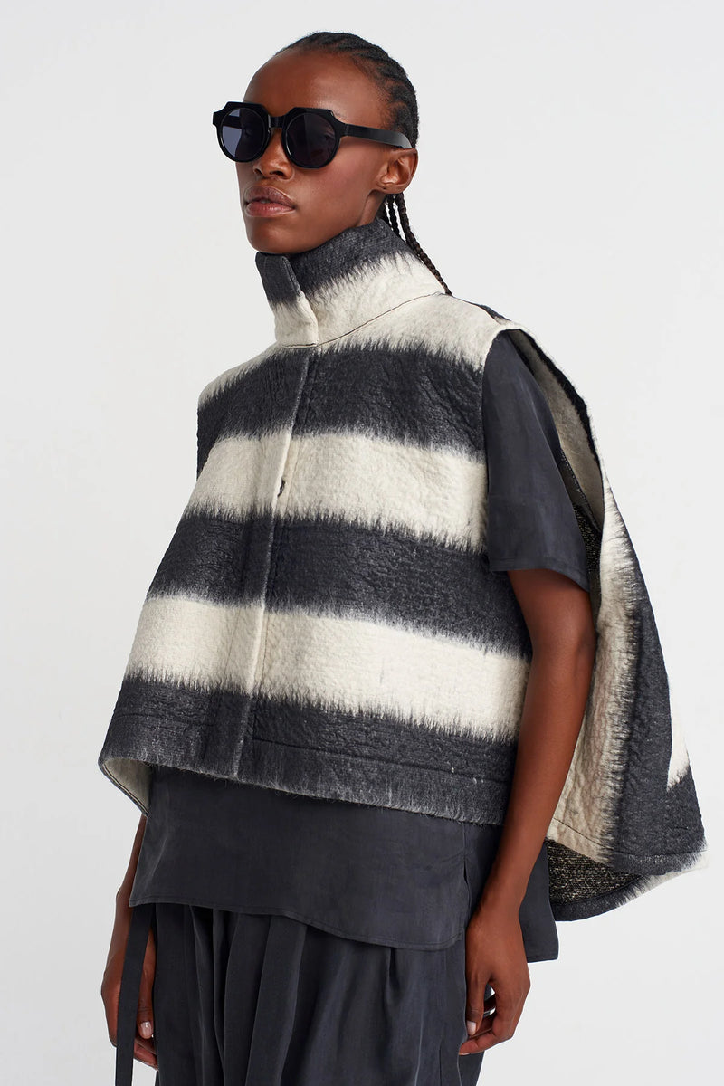 Nu Oversized Bold Stripe Vest Black Combo