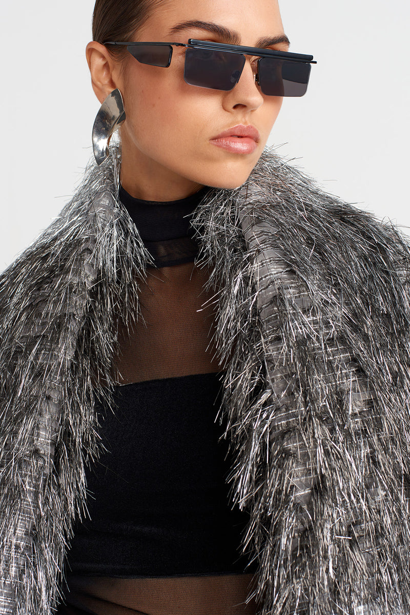 Nu Gradient Fringe Jacket Silver