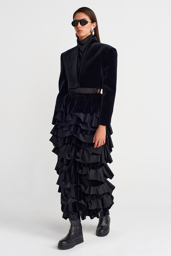 Nu Cropped Velvet Jacket Black