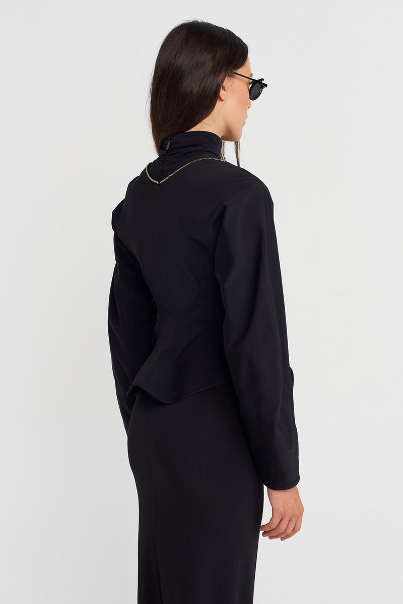 Nu Fitted Jersey Jacket With Zipper Black