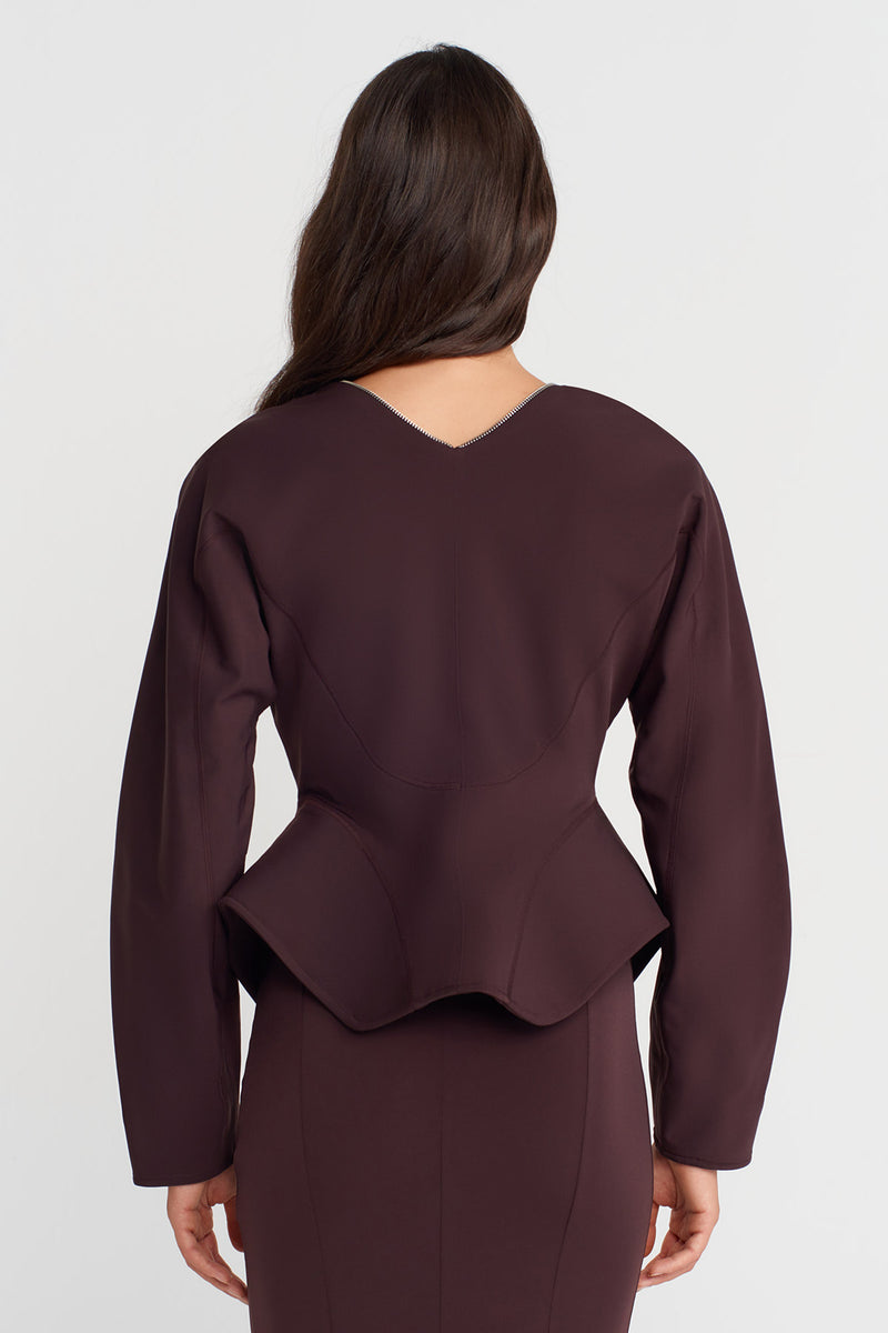 Nu Fitted Jersey Jacket With Zipper Eggplant