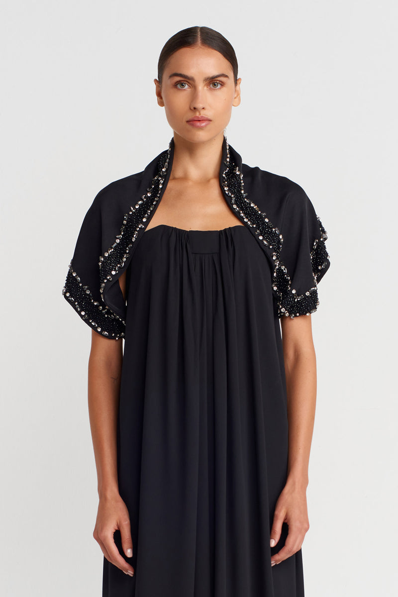 Nu Hand-Embroidered Shawl Black