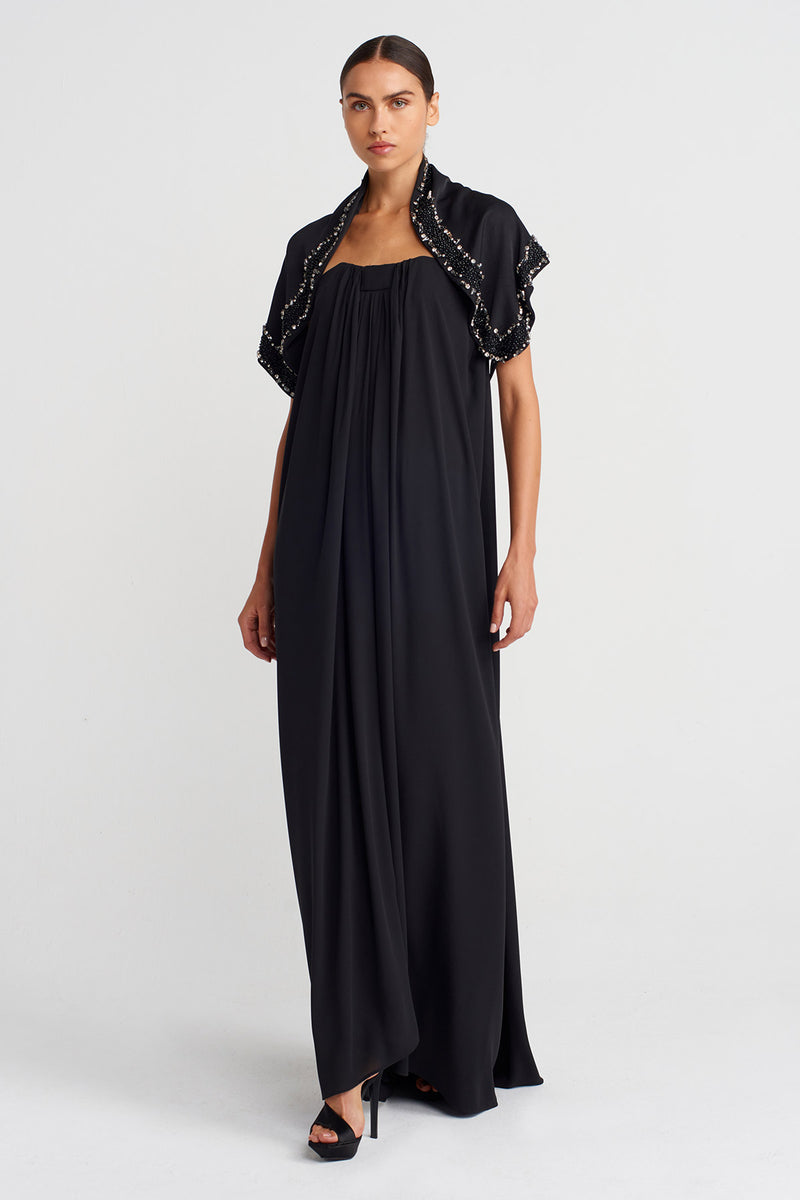 Nu Hand-Embroidered Shawl Black