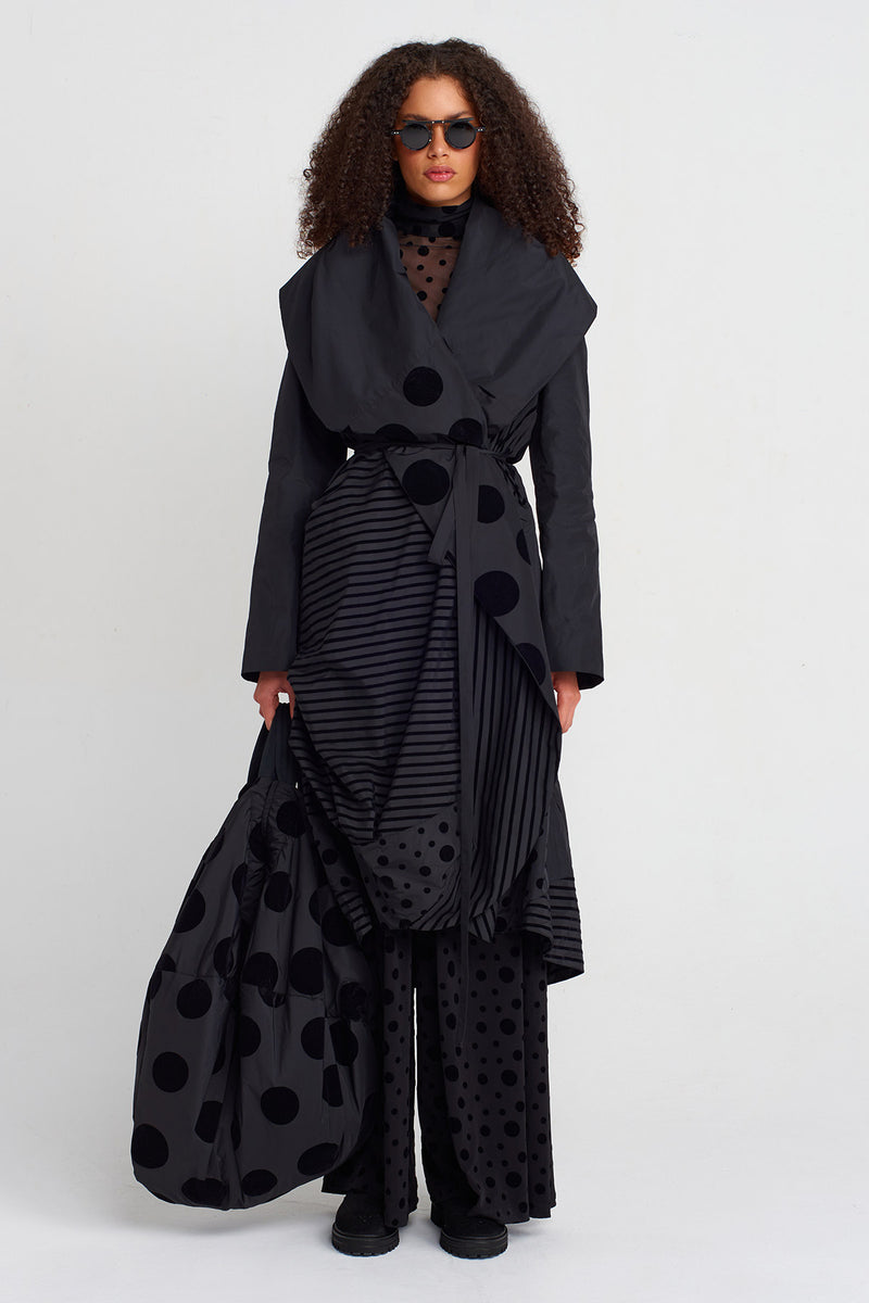 Nu Striped And Polka-Dot Draped Taffeta Coat Multi Color