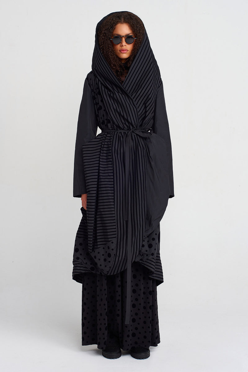 Nu Striped And Polka-Dot Draped Taffeta Coat Multi Color