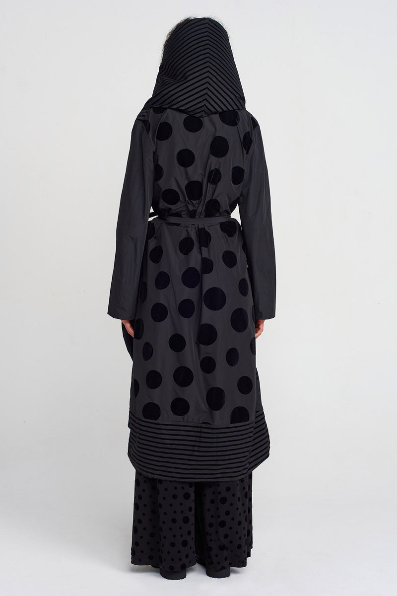 Nu Striped And Polka-Dot Draped Taffeta Coat Multi Color