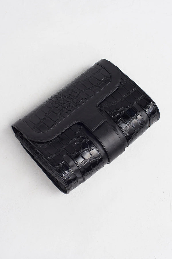 Nu Crocodile Clutch Bag Black