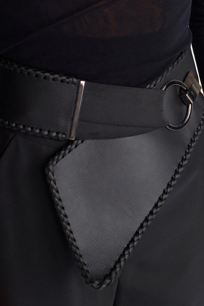 Nu Hooked Braided Leather Belt Black