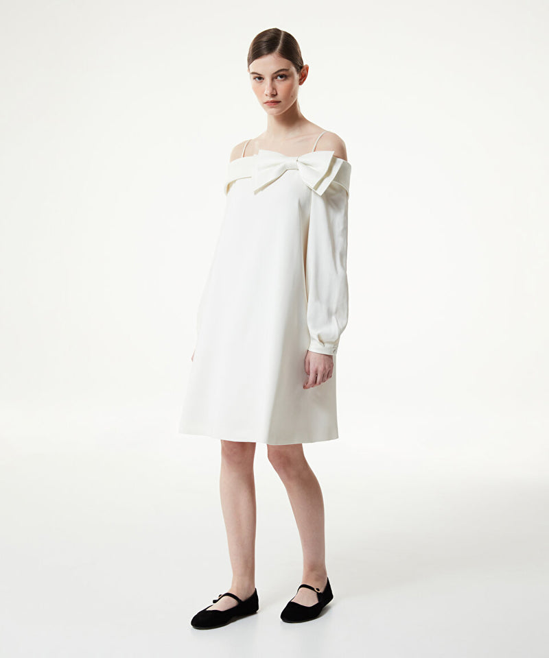 Machka Bow Mini Dress Off White