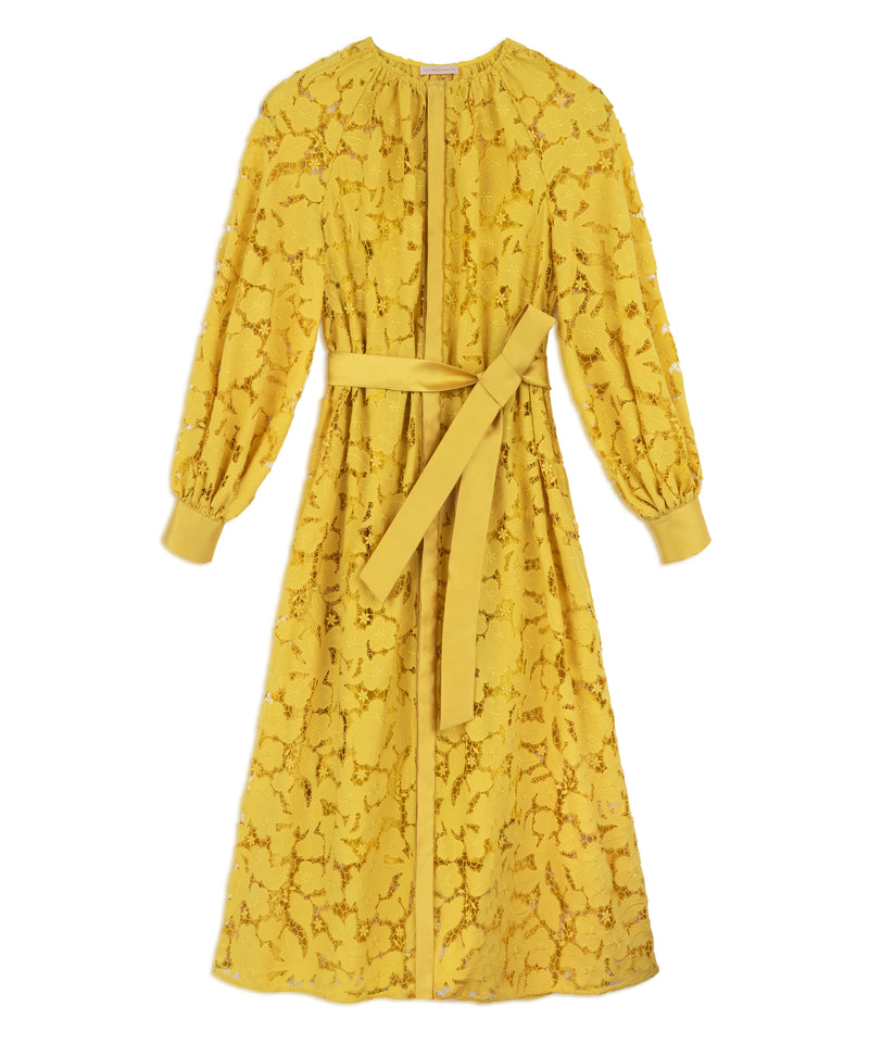 Machka Belted Scallop Dress Yellow