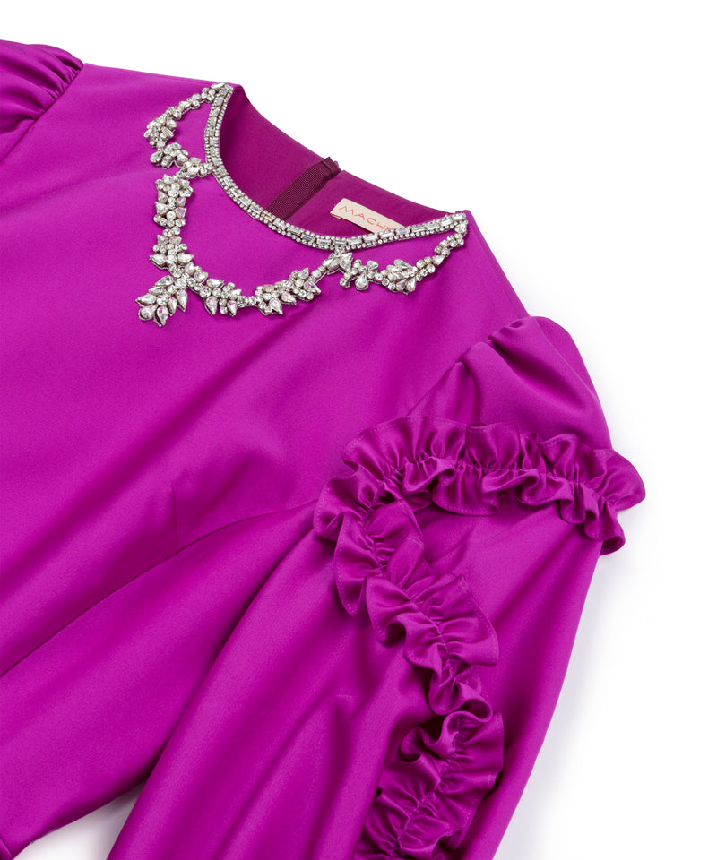 Machka Stone Embroidered Satin Duchess Dress Pink