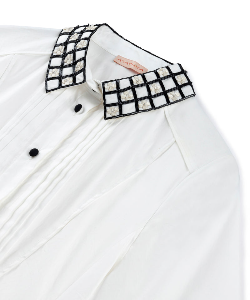 Machka Poplin Dress With Contrast Buttons White