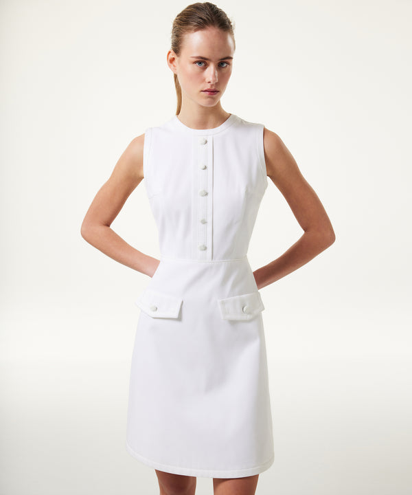 Machka Poplin Dress With Ornamental Buttons White