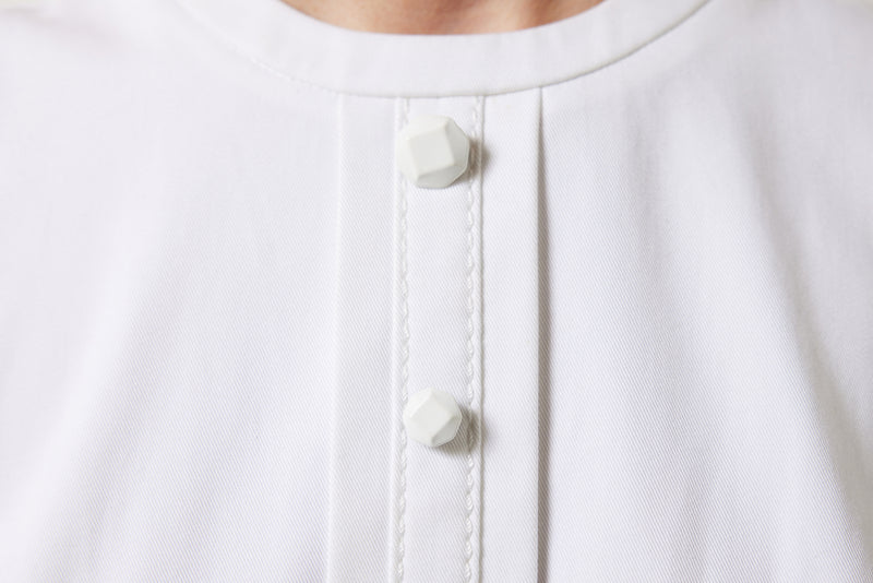 Machka Poplin Dress With Ornamental Buttons White