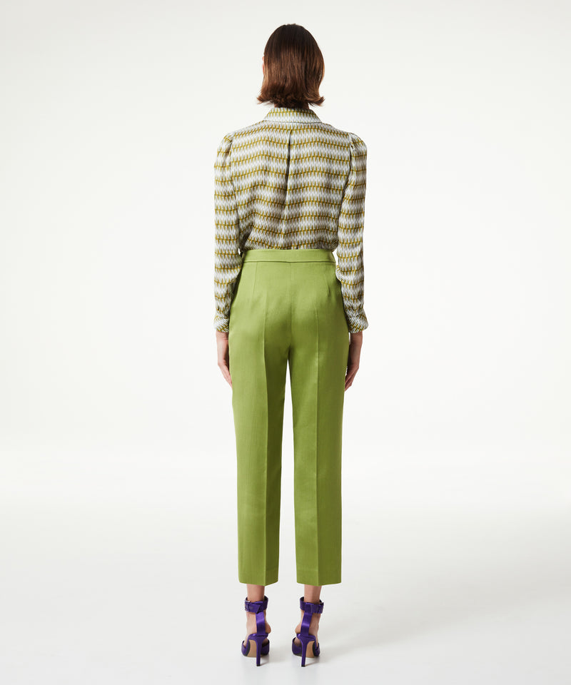 Machka Silk Blend Cigarette Fit Trousers Light Green