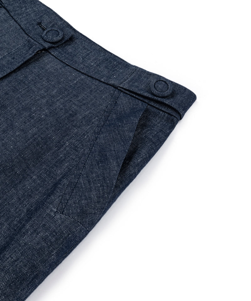 Machka Linen-Blend Button-Up Trousers Navy Blue