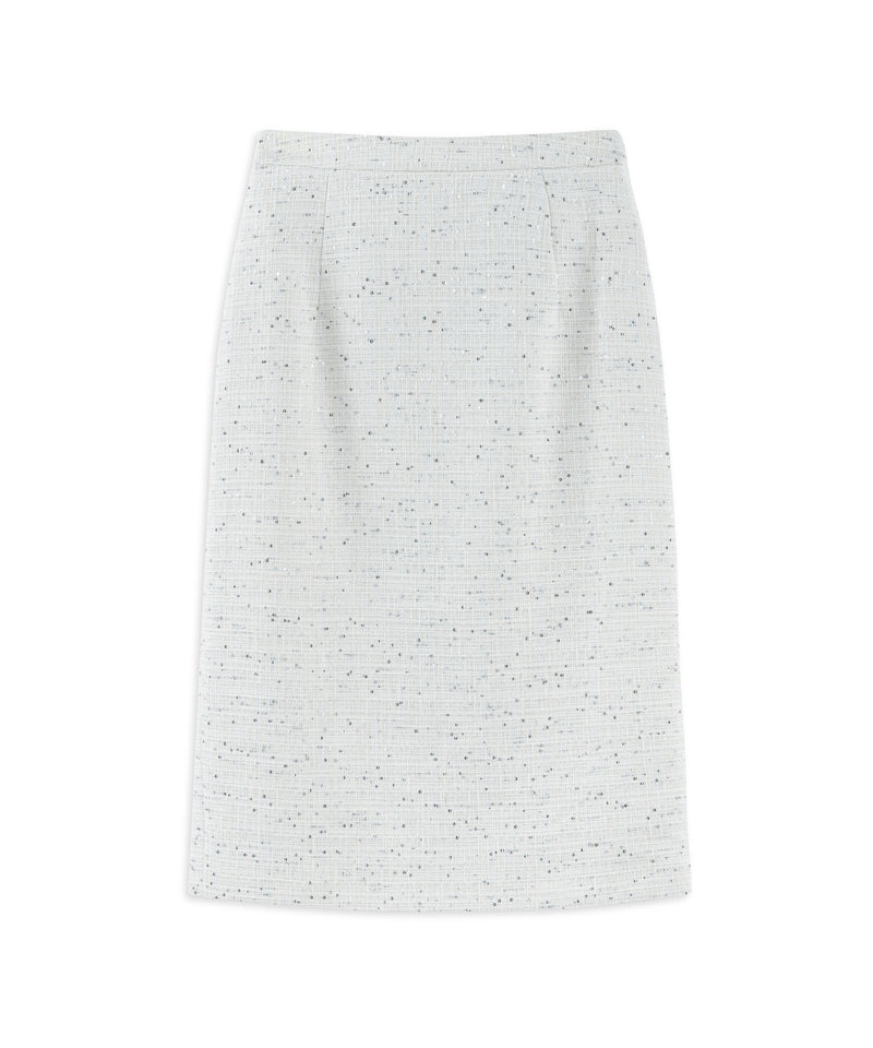 Machka Sequined Tweed Skirt Off White