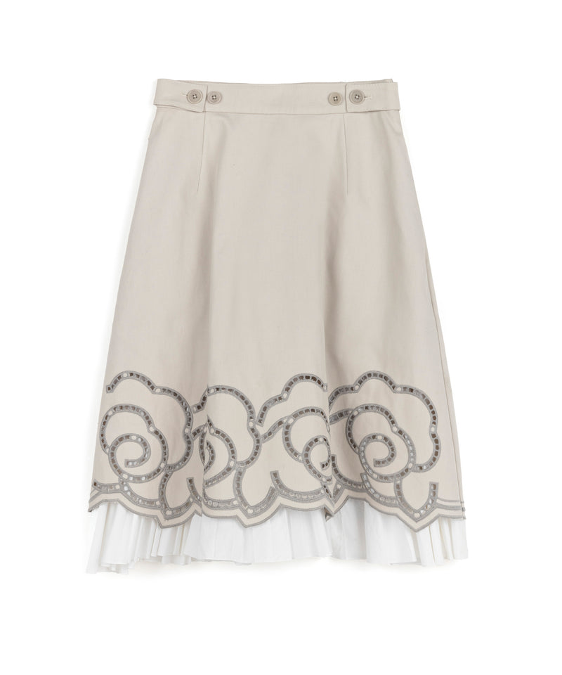 Machka High Waist Skirt With Pleat Trim Grey